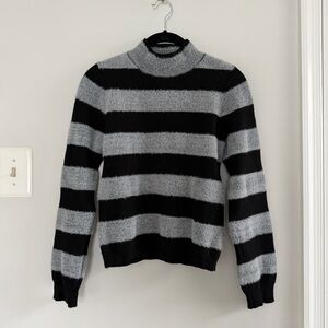 Anthropologie Maeve Fuzzy Black and Gray Sweater